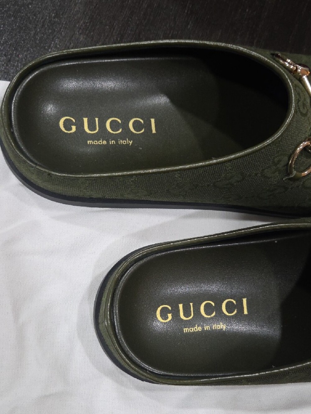 New Gucci Women's Mule with Horsebit - Olive Green Size 39.5 - Picture 2 of 7